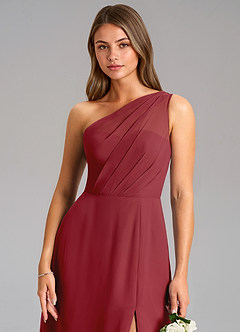 Azazie Phaedra Jurken voor bruidsmeisjes Jurk van Chiffon met A-Lijn One-Shoulder Granaatappel image16