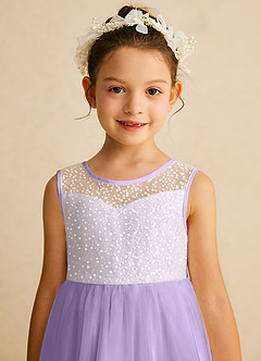 Azazie Tay Flower Girl Dresses Lilac A-Line Sequins Tulle Dress image7