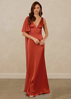 Christian Siriano Bridal for Azazie 1011 Bridesmaid Dresses Rust Mermaid Bow Stretch Satin Dress image3