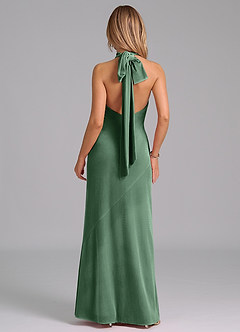 Azazie Velli Robes de demoiselle d'honneur Robe Sirène en velours Col Haut Eucalyptus image7