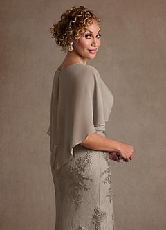 Azazie Amrita Mother of the Bride Dresses Taupe Mermaid Lace Chiffon Dress image6