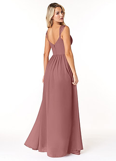Azazie Cleobella Robes de demoiselle d'honneur Robe Trapèze en Mousseline de soie Dentelle en forme de cœur Rose Du Désert image5