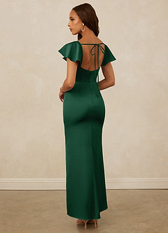 Christian Siriano Bridal for Azazie 1005 Vestidos de damas de honor Vestido de Verde Oscuro de Satén Elástico de Corte Recto con Escote de Corazón image2