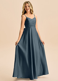 Azazie Rumi Junior Klä av A-Line i Stretch Satin Plisserad image5