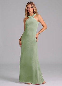 Azazie Doretta Bridesmaid Dresses Dusty Sage Mermaid Pleated Velvet Dress image1