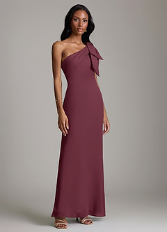 Azazie Yuanna Bridesmaid Dresses Cabernet Mermaid One Shoulder Chiffon Dress image4