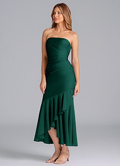 Azazie Danie Final Sale Emerald Sheath Strapless Chiffon Dress image4