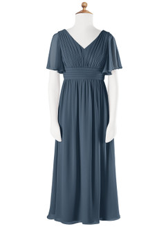 Azazie Temeka Junior Neptune A-Line Pleated Chiffon Dress image4