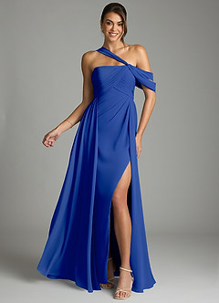 Azazie Kassandra Brautjungfernkleider A-Linie Schulterfrei Chiffon Kleid Königsblau image1