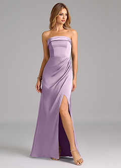 Azazie Aretha Bridesmaid Dresses Frosted Lilac A-Line Strapless Stretch Satin Convertible Dress image5