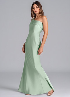 Azazie Driea Brudtärnklänningar Klä av Sjöjungfru i Stretch Satin Ena axeln Agave image6