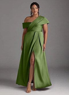 Azazie Milton Mother of the Bride Dresses Juniper A-Line Pleated Stretch Satin Dress image9