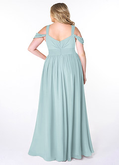 Azazie Lianne Brautjungfernkleider A-Linie Schulterfrei Chiffon Kleid Nebel image8