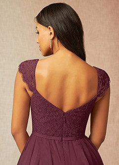 Azazie Luxi Bridesmaid Dresses Cabernet A-Line Pleated Tulle Dress image5