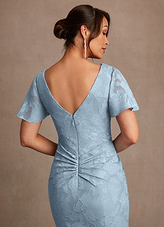 Azazie Jolene Mother of the Bride Dresses Sky Blue Mermaid Pleated Floral Burnout Dress image6