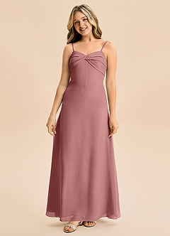 Azazie Jordyn Junior A-Linie Herzausschnitt Chiffon Kleid Wüstenrose image4