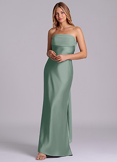 Azazie Ailanie Brudtärnklänningar Klä av Tubklänning i Stretch Satin Axelbandslös Silversalvia image3