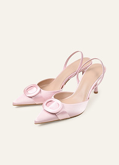 front Slingback-pumps med stilett och satinspänne
