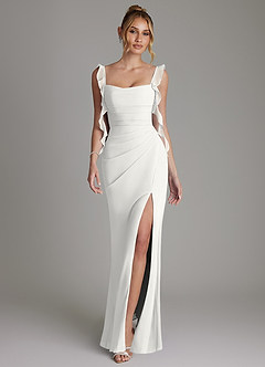 Azazie Jessamine Bridesmaid Dresses White Mermaid Corset Chiffon Dress image1