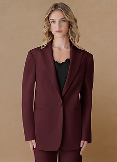 front Amelia Cabernet Refined Weave Performance Oversized Blazer