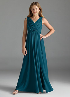 Azazie Tanicia Junior Dusty Rose A-Line Mesh Dress image3