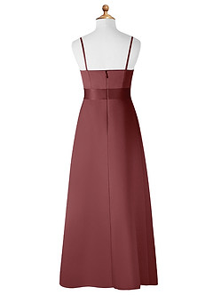 Azazie Anina Junior Desert Rose A-Line Bow Matte Satin Dress image8
