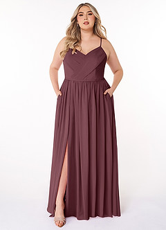 Azazie Cora Bridesmaid Dresses Sangria A-Line Pleated Chiffon Dress image11