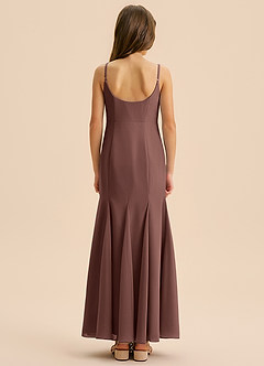 Azazie Evey Junior Abito Sirena in Chiffon Plissettato Espresso image2