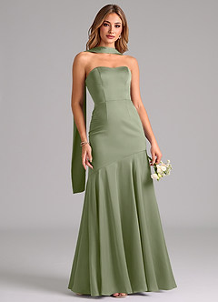 Azazie Shiloh Bridesmaid Dresses Pistachio Mermaid Strapless Stretch Satin Convertible Dress image5