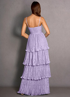 Jessamine Lilas Robe de bal trapèze à volants en dentelle image2