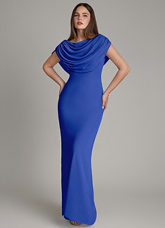 Azazie Hadley Bridesmaid Dresses Royal Blue Mermaid Pleated Chiffon Dress image10