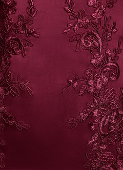 Azazie Franny Mother of the Bride Dresses Burgundy Sheath Lace Stretch Satin Dress image6