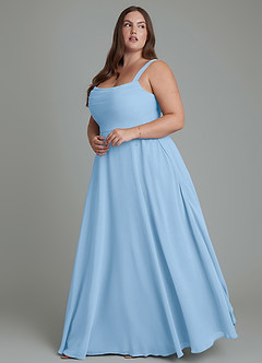 Azazie Shaude Bridesmaid Dresses Powder Blue A-Line Pleated Chiffon Dress image9
