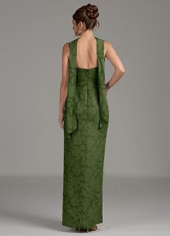 Azazie Calandra Robes de demoiselle d'honneur Robe Fourreau en Blumen-Burnout Plissée Olive image6