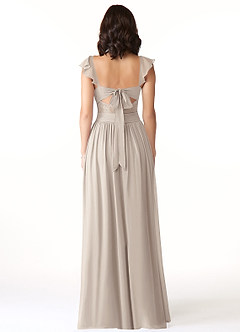Azazie Lissa Bridesmaid Dresses Frost A-Line Lace Chiffon Dress image2
