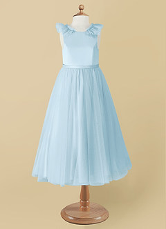 Azazie Dolly Flower Girl Dresses Sky Blue A-Line Bow Tulle Dress image7
