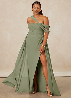 Christian Siriano Bridal for Azazie 1014 Bridesmaid Dresses Pistachio A-Line Off the Shoulder Chiffon Dress image9