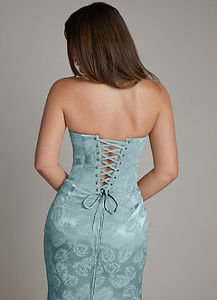 Azazie Electra Bridesmaid Dresses Light Blue Jacquard Mermaid Corset Floral Jacquard Dress image8