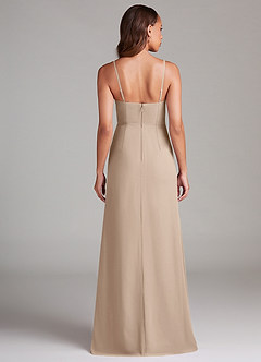 Azazie Maci Robes de demoiselle d'honneur Robe Fourreau en Mousseline de soie Plissée Taupe image7