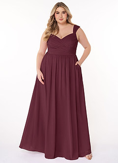 Azazie Raine Final Sale Matcha A-Line Sweetheart Ruched Chiffon Dress image7