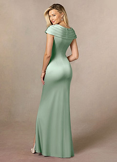Azazie Anderson Mother of the Bride Dresses Agave A-Line Pleated Stretch Satin Dress image5
