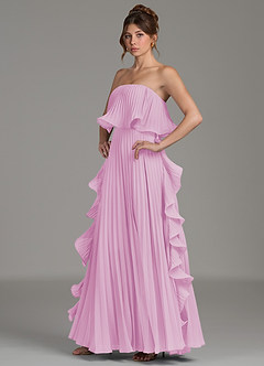 Azazie Alexia Bridesmaid Dresses Candy Pink A-Line Ruched Chiffon Dress image3