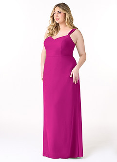 Azazie Denice Vestidos de damas de honor Vestido de Fucsia de Gasa de Recto con Plisado image11