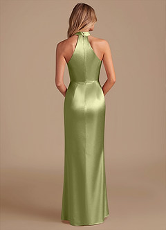 Azazie Karlotta Bridesmaid Dresses Pistachio Sheath Pleated Metallic Satin Dress image2