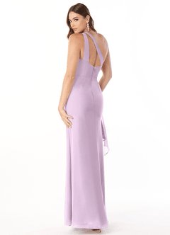 Azazie Maive Bridesmaid Dresses Frosted Lilac Sheath Pleated Ruffle Chiffon Dress image3