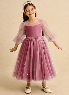 Azazie Trudy Flower Girl Dresses Scarlet Ball-Gown Sweetheart Neckline Tulle Dress image3