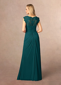 Azazie Jovie Mother of the Bride Dresses Peacock A-Line Lace Dress image3