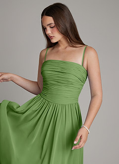 Azazie Andreina Bridesmaid Dresses Basil A-Line Pleated Chiffon Dress image2