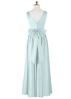 Azazie Hathaway Junior Sea Glass A-Line Bow Stretch Satin Dress image6