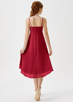 Azazie Mariam Junior Scarlet A-Line Pleated Chiffon Dress image2
